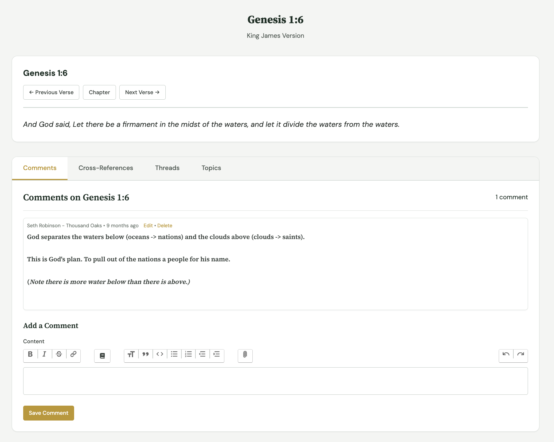 Verse Comments screenshot