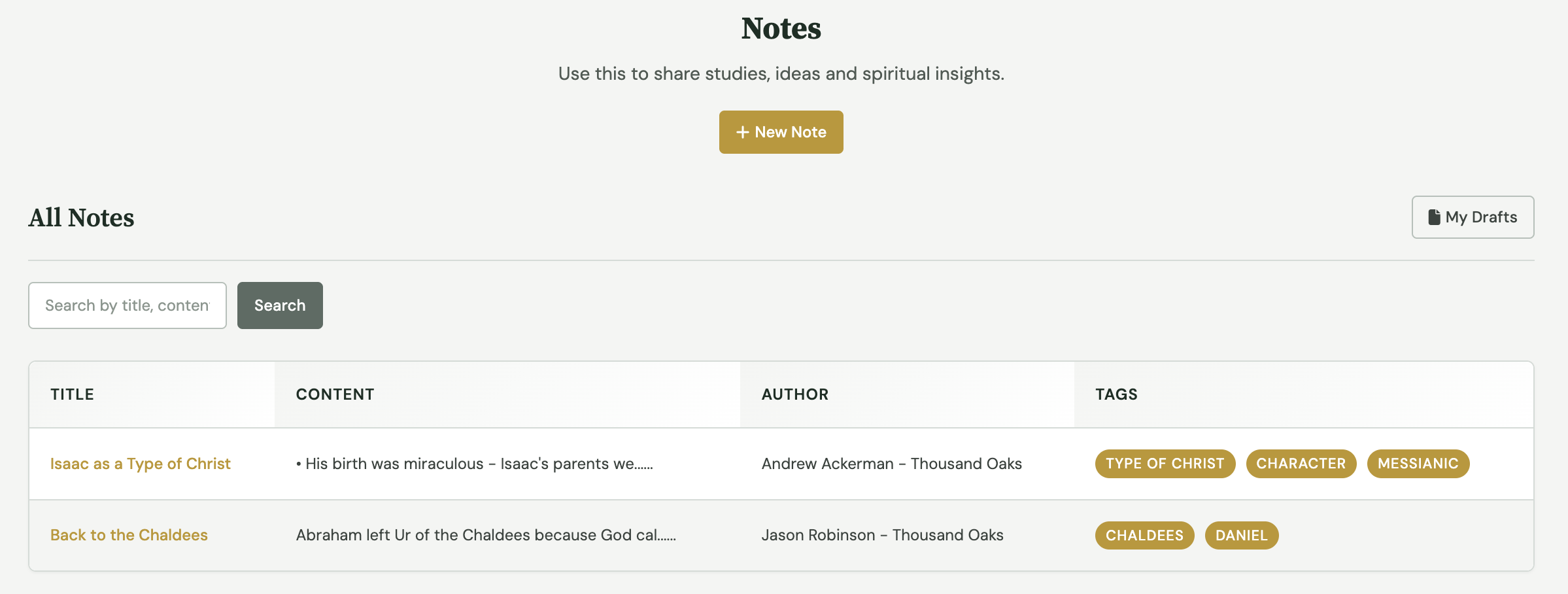 Notes screenshot